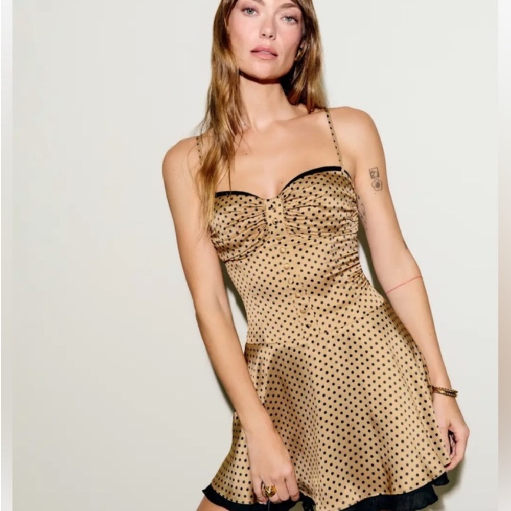 Reformation Tan Polka Dot Dress